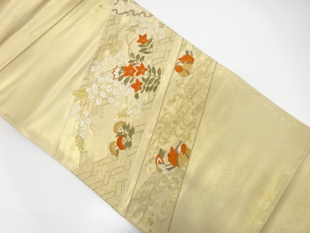 JAPANESE KIMONO / ANTIQUE FUKURO OBI / SILK / EMBROIDERY / MANDARIN DUCK